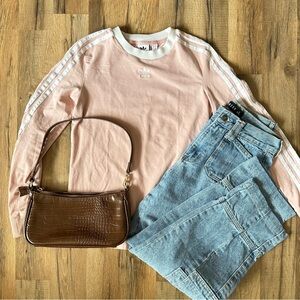 Adidas Long Sleeve 3 Stripe Shirt in Pink